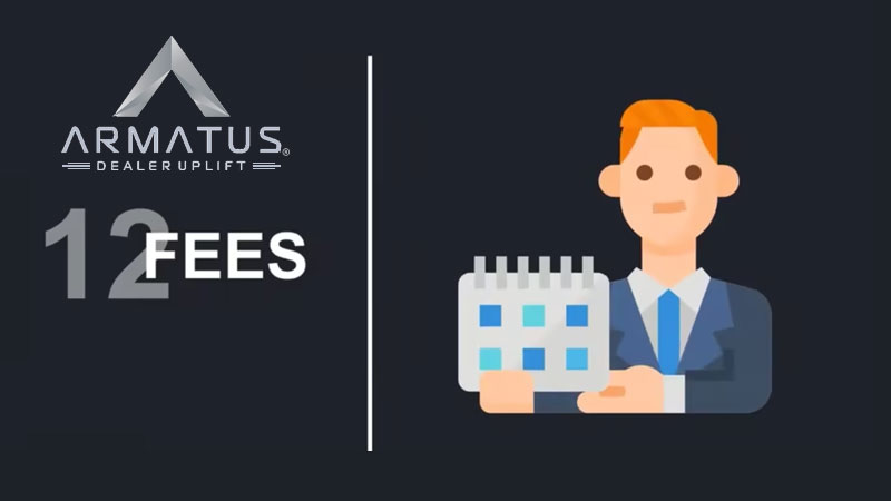 The start of the Armatus Dealer Uplift video about understanding vendor fees associated with retail warranty reimbursements, which shows person holding a flip board.