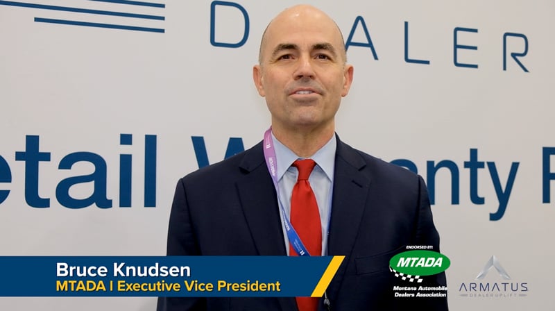 A view of Bruce Knudsen, the Executive Vice President of the Montana Automobile Dealers Association, regarding his review of Armatus Dealer Uplift’s Retail Warranty Reimbursement service.